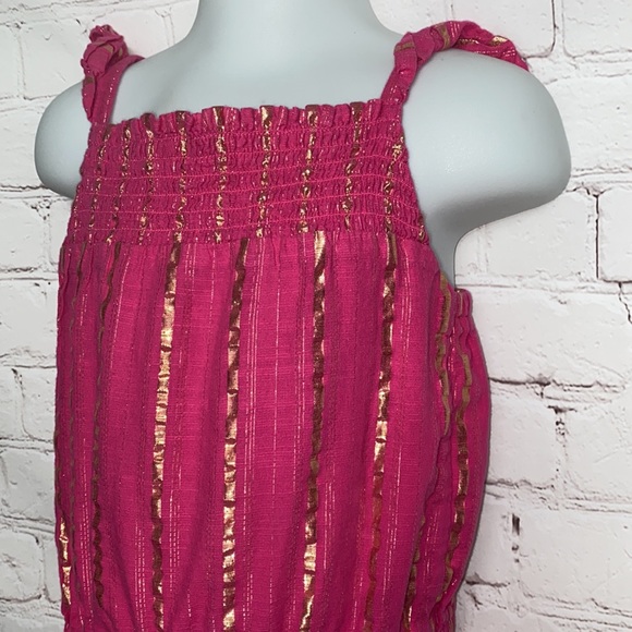 Cat & Jack Pink and Metallic Gold Ruffled Jumper/Romper - Picture 3 of 6